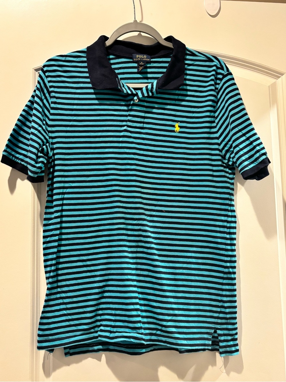 Polo by Ralph Lauren Navy & Teal Striped Polo Shirt